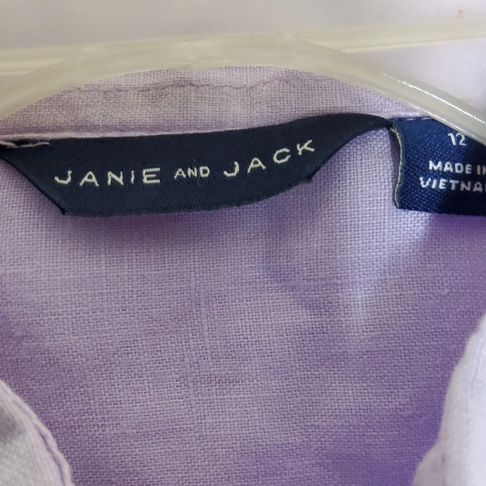 Janie & Jack Boys  Lavender Shirt Size 12